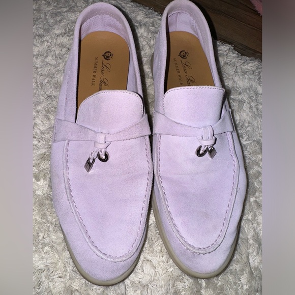 LORO PIANA Suede Loafers in Light Lavender
